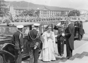 Queen Elizabeth II arriving at Parliament Buildings Wellington