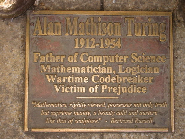 Alan Turing plaque at Sackville Park CC BY Lmno