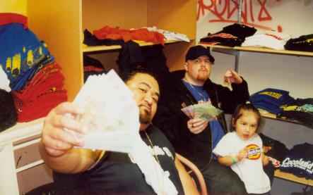 Payday !, Brotha D - Andy and son Tyrone counting the days take in our stock room....jpg